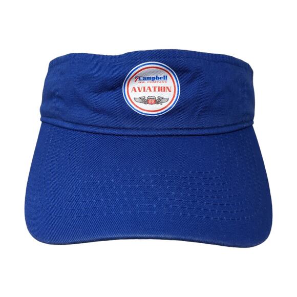 Campbell Aviation Strapback Visor Hat Blue One Size Port & Company - Picture 1 of 10